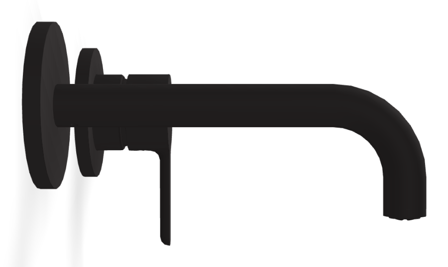 Смеситель для раковины Carlo Frattini Snap, настенный, однорычажный, с донным клапаном Click-Clack, излив 150 мм, внешняя часть, цвет чёрный матовый - изображение 2