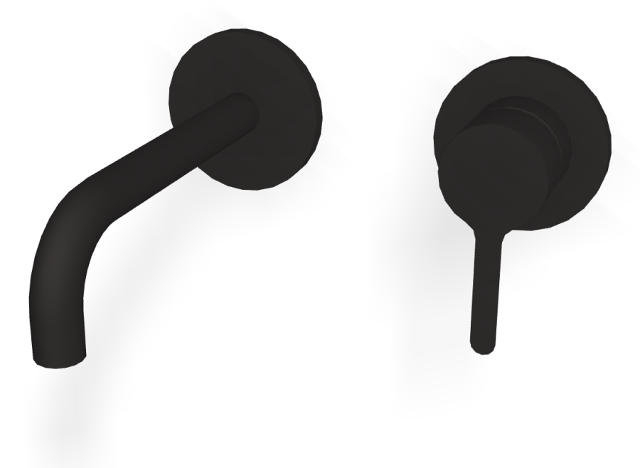 Смеситель для раковины Carlo Frattini Snap, настенный, однорычажный, с донным клапаном Click-Clack, излив 150 мм, внешняя часть, цвет чёрный матовый