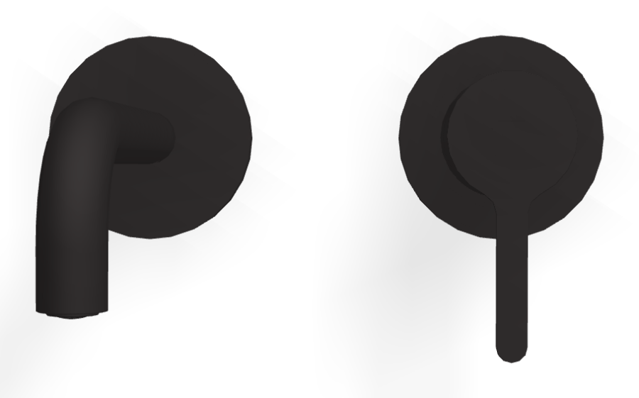 Смеситель для раковины Carlo Frattini Snap, настенный, однорычажный, с донным клапаном Click-Clack, излив 150 мм, внешняя часть, цвет чёрный матовый - изображение 1