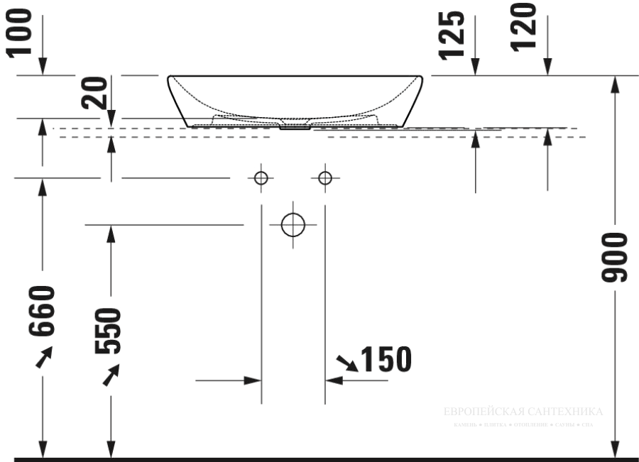 Раковина Duravit D-Neo, накладная, 600x400 мм, без перелива, цвет белый - изображение 9