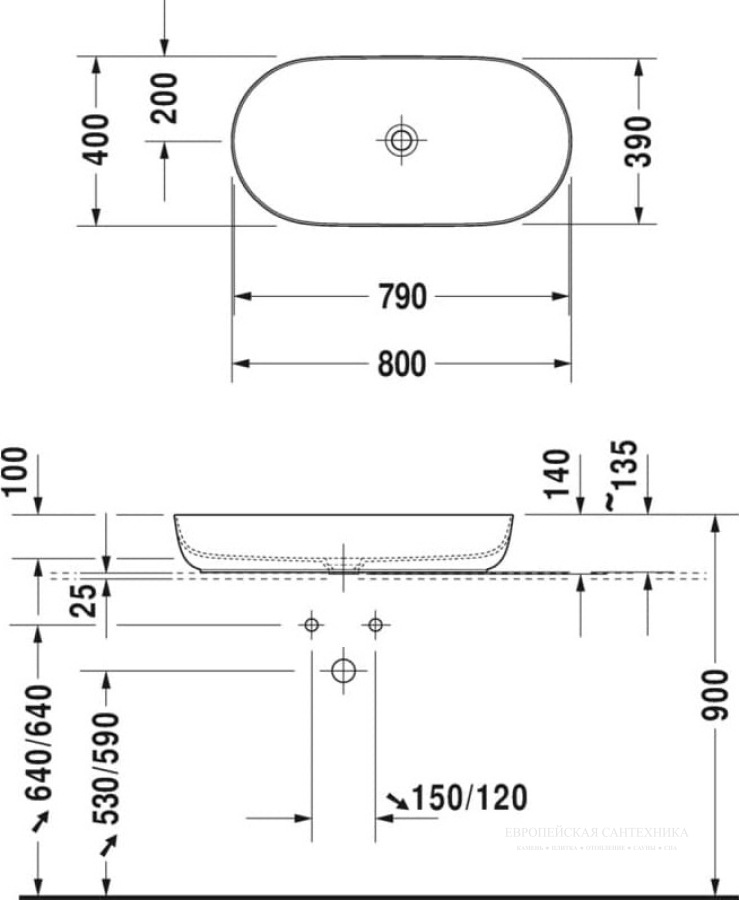 Раковина Duravit Luv накладная, 800х400 мм, цвет белый - изображение 7