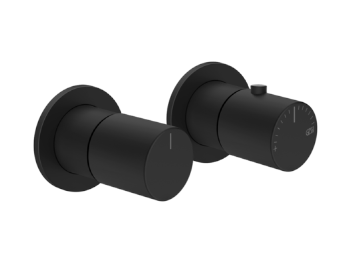 На изображении товар Термостат Gessi Habito, встраиваемый, на 2 потребителя, внешняя часть, цвет Matte Black от официального представителя в Москве