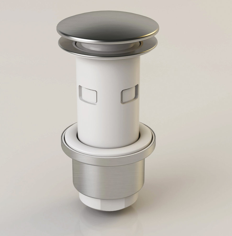 Донный клапан для раковины/биде CeaDesign, Ø 65 мм, с заглушкой, нажимной, сталь, цвет сатинированная нержавеющая сталь - изображение 1