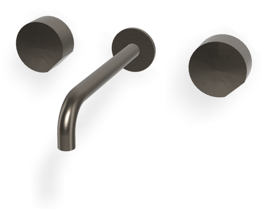 Смеситель для раковины Carlo Frattini SO, настенный, без ручек, с донным клапаном Click-Clack, излив 200 мм, внешняя часть, цвет чёрный хром брашированный