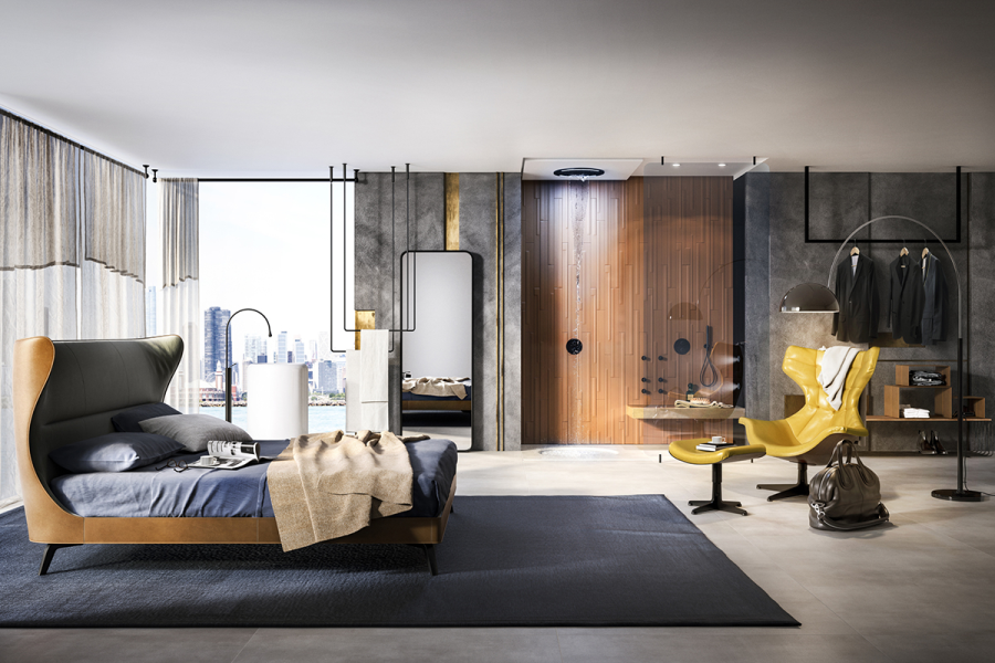 Термостат Gessi Goccia, с переключателем на 3 выхода, внешняя часть, цвет Matte Black - изображение 3