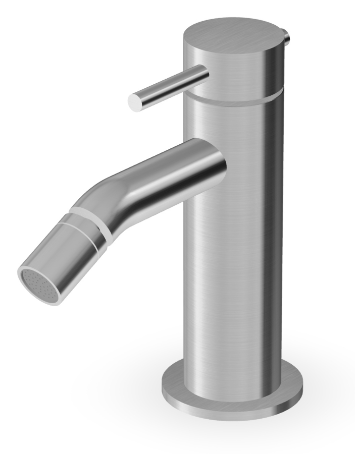 Смеситель для биде Zucchetti Helm, монокомандный, на 1 отверстие, Н. 148 мм, сталь, цвет брашированная нержавеющая сталь