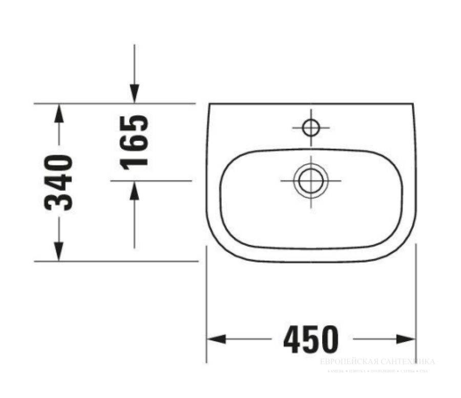 Раковина Duravit D-Code подвесная, 450х340 мм, с 1 отверстием под смеситель, цвет белый - изображение 3