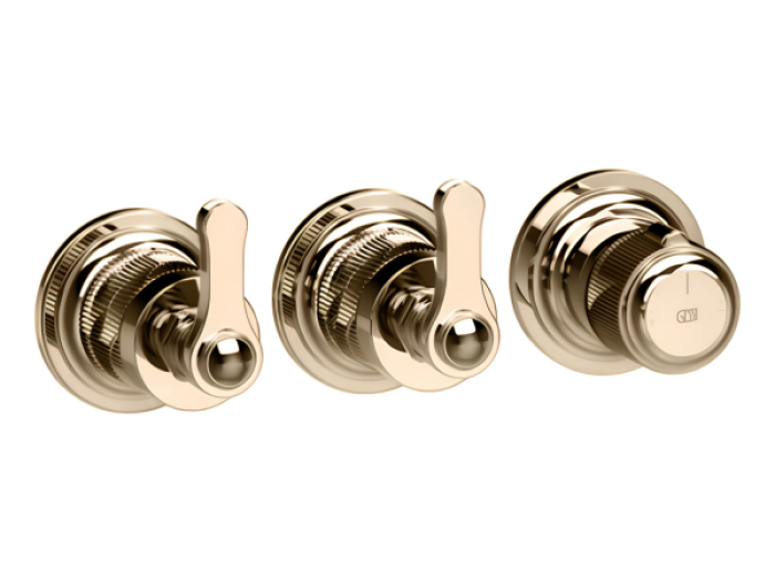 На изображении товар Термостат Gessi Venti20, с 2 независимыми выходами, встраиваемый, цвет Warm Bronze Br. PVD от официального представителя в Москве