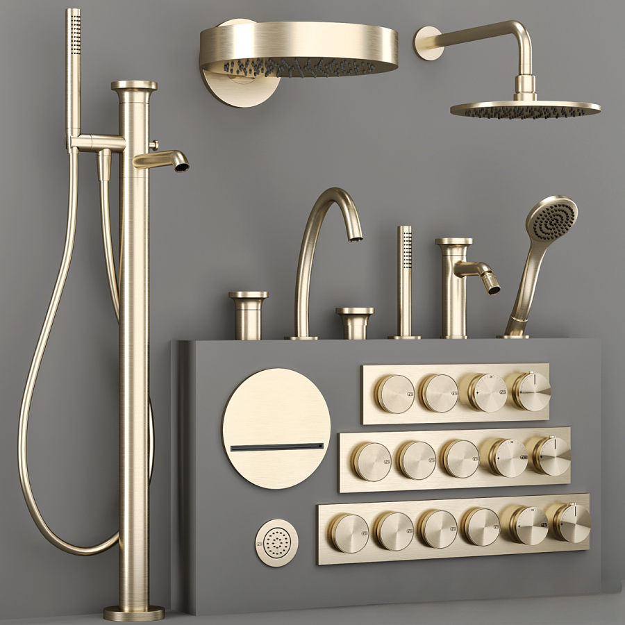 Верхний душ Gessi Origini, настенный, поворотный, Ø250 мм, цвет Brushed Brass PVD - изображение 1