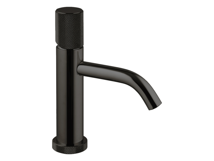 На изображении товар Смеситель для раковины Carlo Frattini Spillo Tech  XS, ручка G Collection, без донного клапана, цвет брашированный чёрный хром от официального представителя в Москве