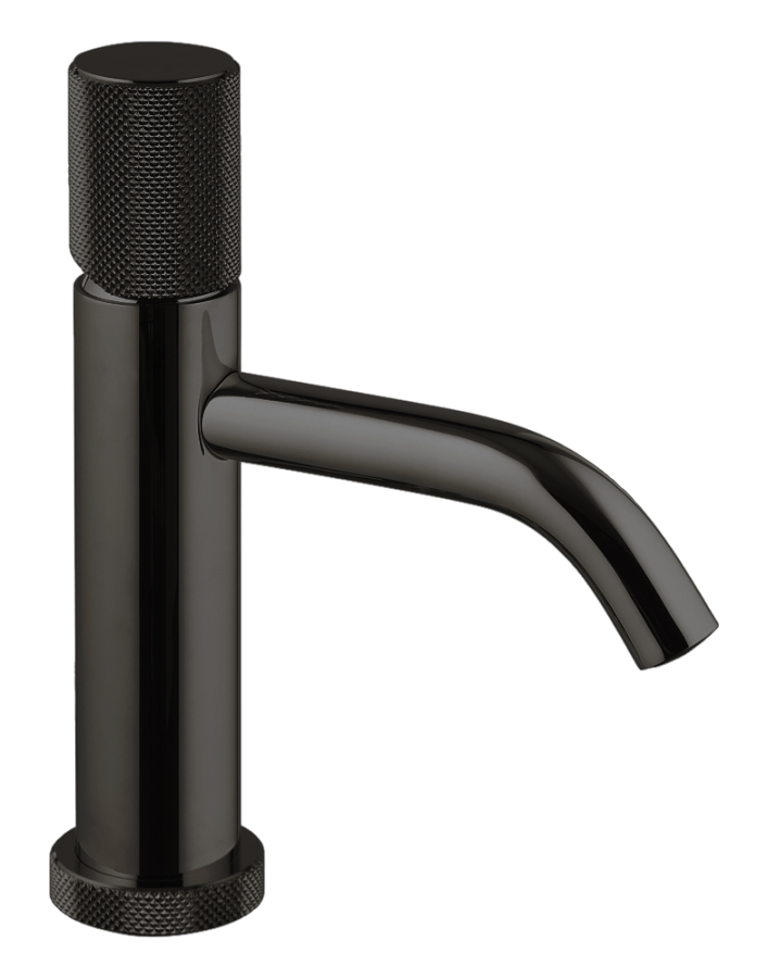 Смеситель для раковины Carlo Frattini Spillo Tech  XS, ручка G Collection, без донного клапана, цвет брашированный чёрный хром