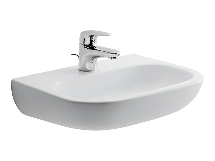 На изображении товар Раковина Duravit D-Code Med для рук, 450х340 мм, без перелива, 1 отверстие под смеситель, цвет белый от официального представителя в Москве