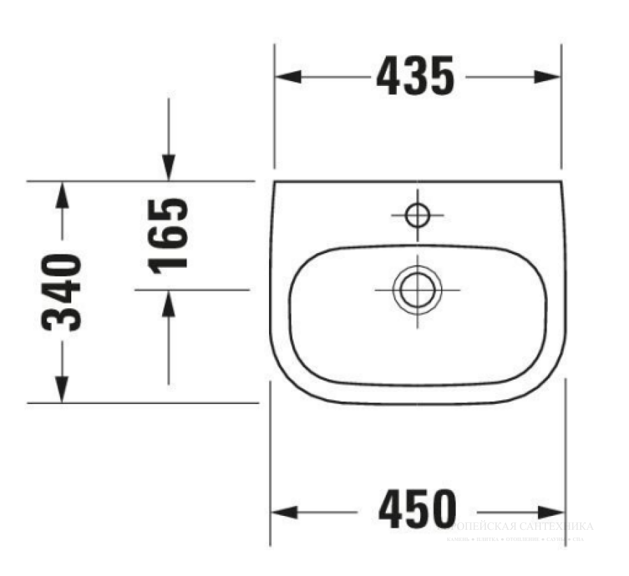 Раковина Duravit D-Code Med для рук, 450х340 мм, без перелива, 1 отверстие под смеситель, цвет белый - изображение 2