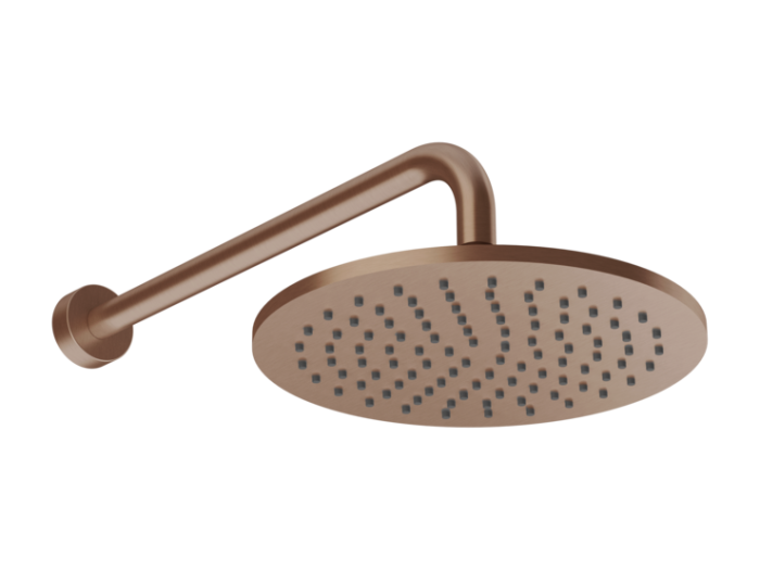 На изображении товар Верхний душ Gessi Origini, настенный, поворотный, Ø250 мм, цвет Copper Brushed PVD от официального представителя в Москве
