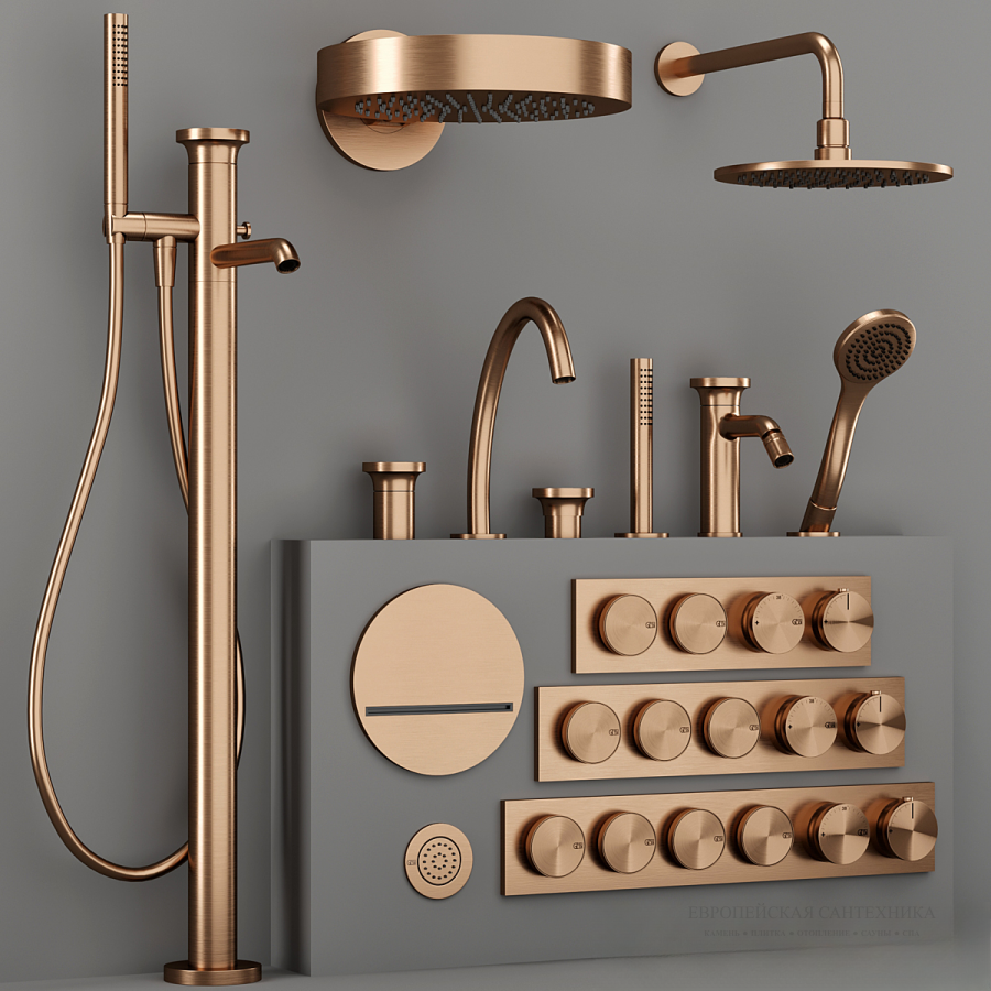 Верхний душ Gessi Origini, настенный, поворотный, Ø250 мм, цвет Copper Brushed PVD - изображение 1