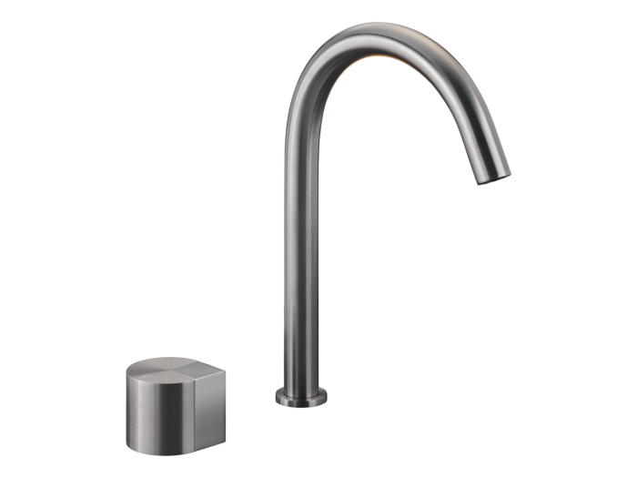 На изображении товар Смеситель для раковины CeaDesign Duet, на 2 отверстия, поворотный излив, H. 235 мм, сталь, цвет сатинированная бронза от официального представителя в Москве