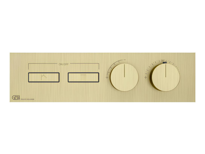 На изображении товар Термостат Gessi HI-FI, до 2-х функций одновременно, встраиваемый, цвет Brass Brushed PVD от официального представителя в Москве