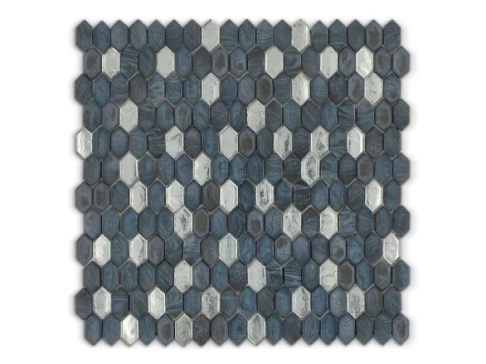 На изображении товар Sicis Стеклянная мозаика Crystal Blends Tuna Mix chips size 31x15 mm sheet size 304x300 mm от официального представителя в Москве