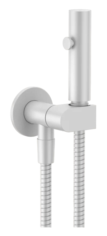 Гигиенический душ Gessi Tondo, с лейкой, шлангом, шланговым подсоединением и держателем лейки, с предохранительным клапаном, ширина 75 мм, цвет White CN