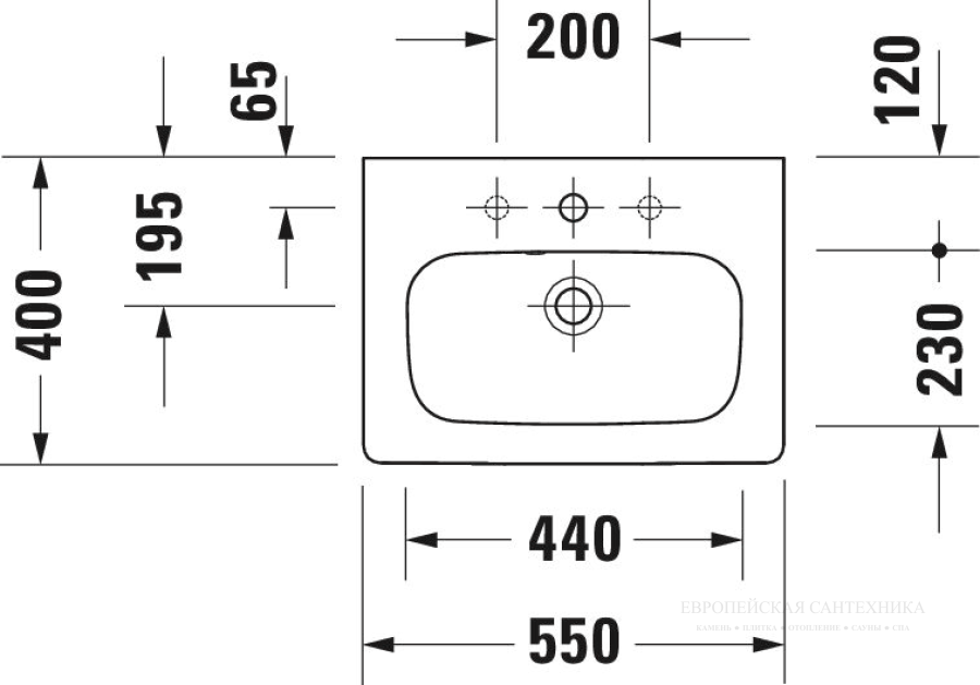 Раковина Duravit DuraStyle для мебели, 550х400 мм, на 1 отверстие под смеситель, цвет белый - изображение 1