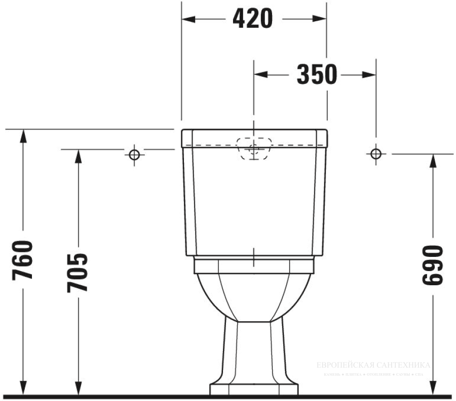 Унитаз комбинированный Duravit Series 1930 напольный, 665х355 мм, сток внутренний вертикальный, цвет белый глянцевый - изображение 4