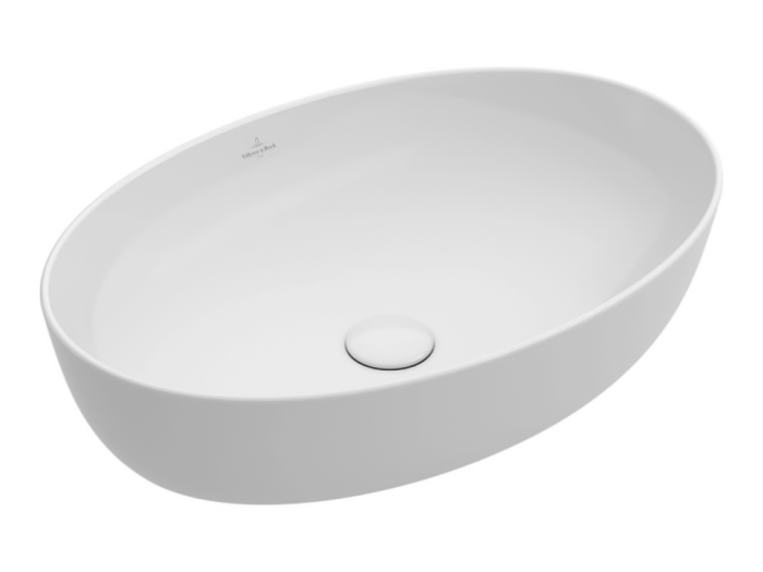 На изображении товар Раковина Villeroy&Boch Artis,  для установки на столешницу 610x410 округлая, без отверстий для смесителя, без перелива, альп цвет белый от официального представителя в Москве