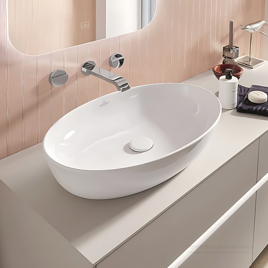 Раковина Villeroy&Boch Artis,  для установки на столешницу 610x410 округлая, без отверстий для смесителя, без перелива, альп цвет белый - изображение 4