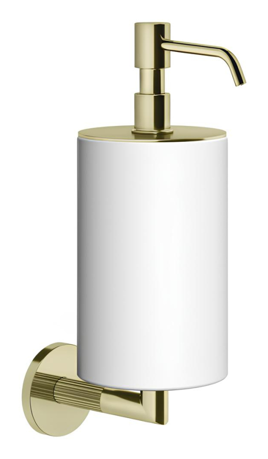 Дозатор для жидкого мыла Gessi Ingranaggio, настенный, белый композитный материал, цвет Brass PVD