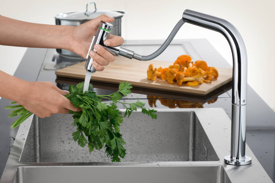 Смеситель для кухни Hansgrohe Metris Select M71, однорычажный, на 2 отверстия, с вытяжным изливом, цвет хром - изображение 5