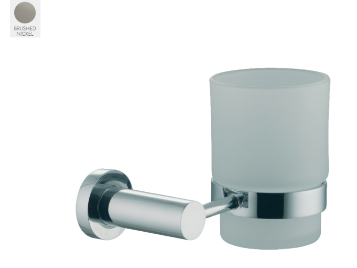 На изображении товар Стакан Carlo Frattini Rotola, с настенным держателем, из матового стекла, цвет брашированный никель от официального представителя в Москве