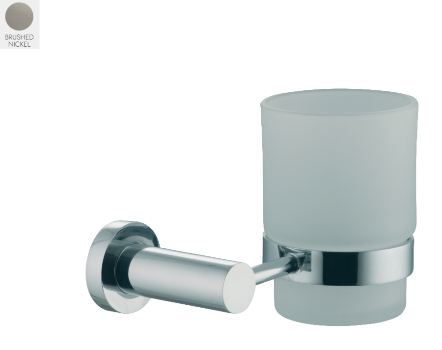 Стакан Carlo Frattini Rotola, с настенным держателем, из матового стекла, цвет брашированный никель