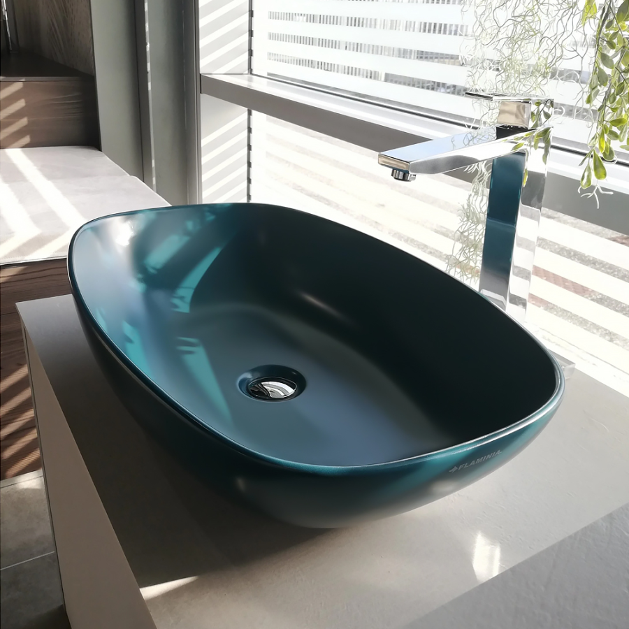Раковина Flaminia Nuda Slim, накладная на столешницу, 600х390 мм, без перелива, цвет белый - изображение 8