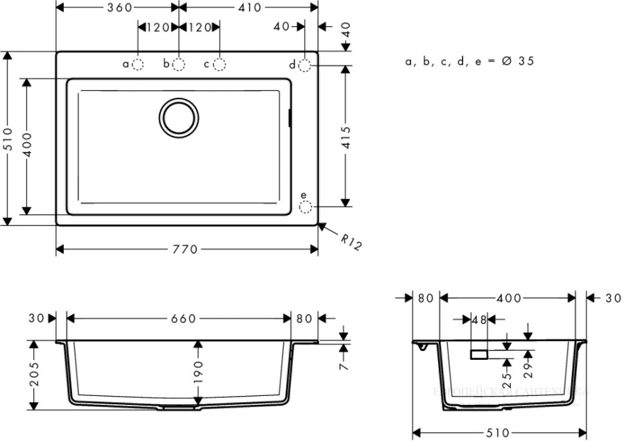 Мойка кухонная Hansgrohe S51 S510-F660, встраиваемая, каменная SilicaTec, для монтажа на столешницу, 750х490 мм, с намеченными отверстиями, цвет Черный Графит - изображение 4