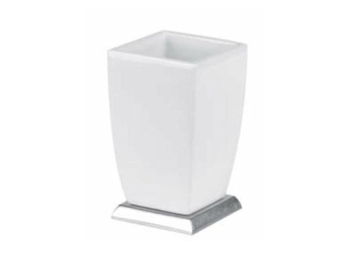 На изображении товар Стакан для зубных щёток Gessi Mimi настольный, цвет белый/хром от официального представителя в Москве