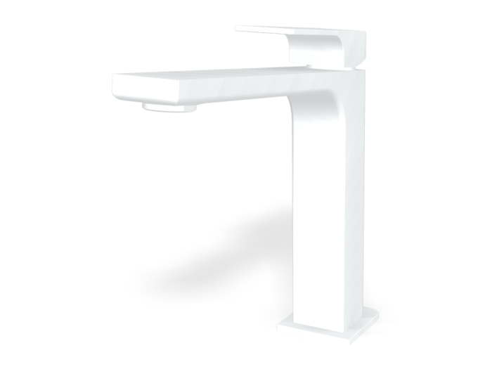 На изображении товар Смеситель для раковины Carlo Frattini Fit, высокий, без донного клапана, с 2 гибкими шлангами, Н-195 мм, цвет белый матовый от официального представителя в Москве