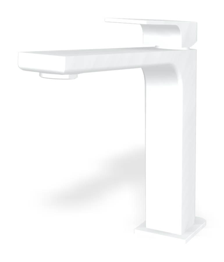 Смеситель для раковины Carlo Frattini Fit, высокий, без донного клапана, с 2 гибкими шлангами, Н-195 мм, цвет белый матовый