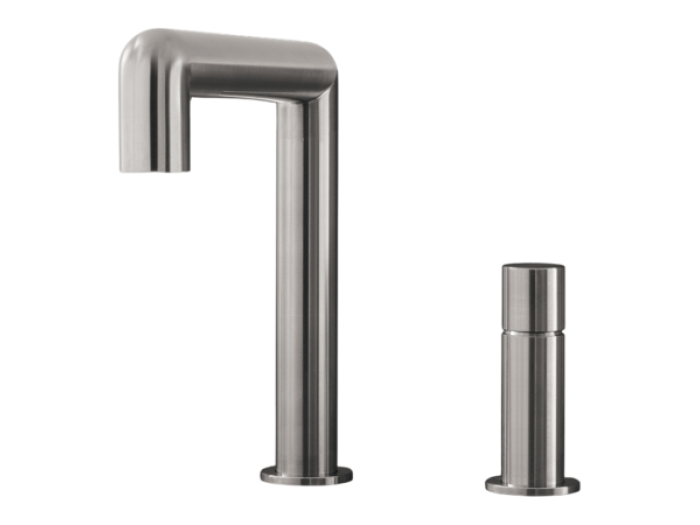 На изображении товар Смеситель для раковины CEA Design Cartesio, на 2 отверстия, поворотный излив H. 220 мм, цвет Black Diamond сатинированный от официального представителя в Москве