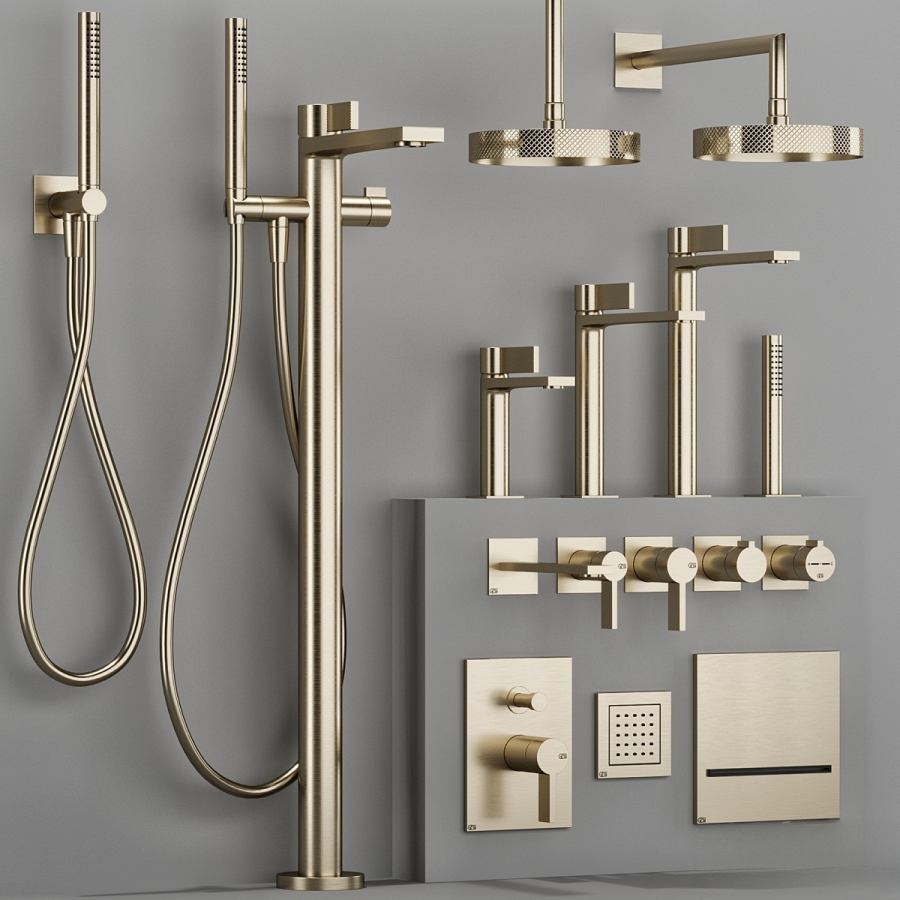 Смеситель для раковины Gessi Inverso, настенный, излив 197 мм, встраиваемый, внешние части, цвет Brushed Brass PVD - изображение 1