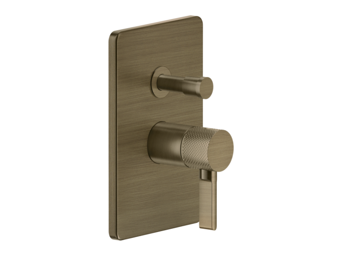 На изображении товар Смеситель для душа Gessi Inciso, настенный, на 2 выхода, встраиваемый, цвет Antique Brass от официального представителя в Москве