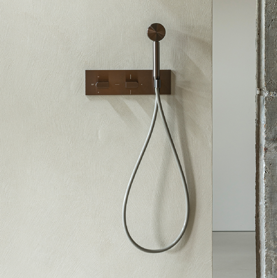 Смеситель для душа CEA Design Sixty, с термостатом, на 3 позиции, с ручным душем диаметром 70 мм, шланг 1500 мм, цвет Black Ivory