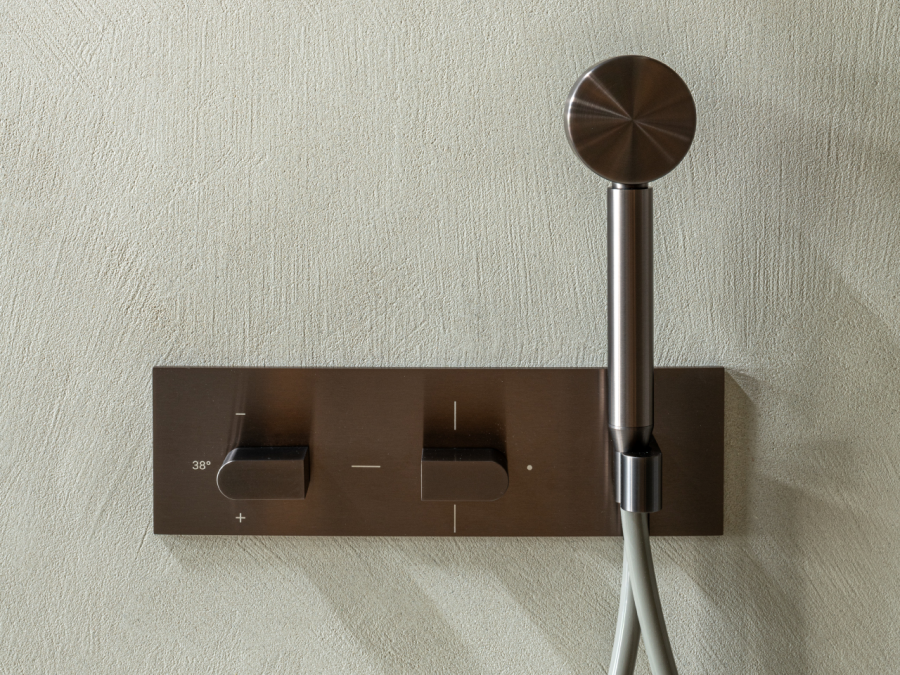 Смеситель для душа CEA Design Sixty, с термостатом, на 3 позиции, с ручным душем диаметром 70 мм, шланг 1500 мм, цвет Black Ivory - изображение 1