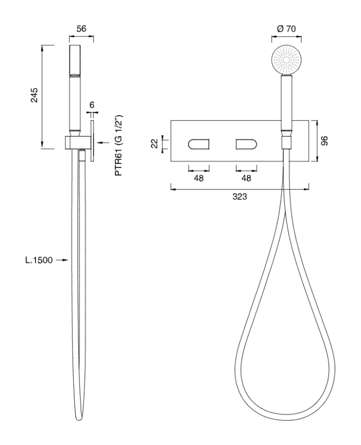 Смеситель для душа CEA Design Sixty, с термостатом, на 3 позиции, с ручным душем диаметром 70 мм, шланг 1500 мм, цвет Black Ivory - изображение 2