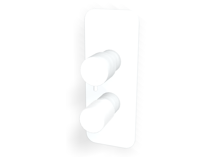 На изображении товар Смеситель для ванны/душа Carlo Frattini Spillo Tech, ручка G Collection, с переключателем на 2/3 потребителя, Н-260 мм, внешняя часть, цвет белый матовый от официального представителя в Москве