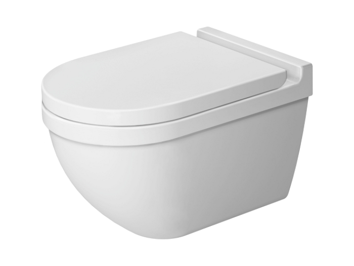 На изображении товар Унитаз Duravit Starck 3 подвесной в комплекте с крышкой soft close, 360x540 мм, цвет белый от официального представителя в Москве