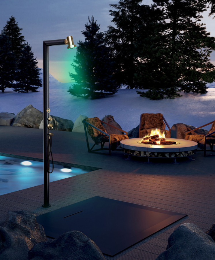 Cтойка душевая Gessi Outdoor L , уличная с хромотерапией на 2 выхода, без ручек и верхнего душа, внешняя часть, цвет Corten - изображение 3