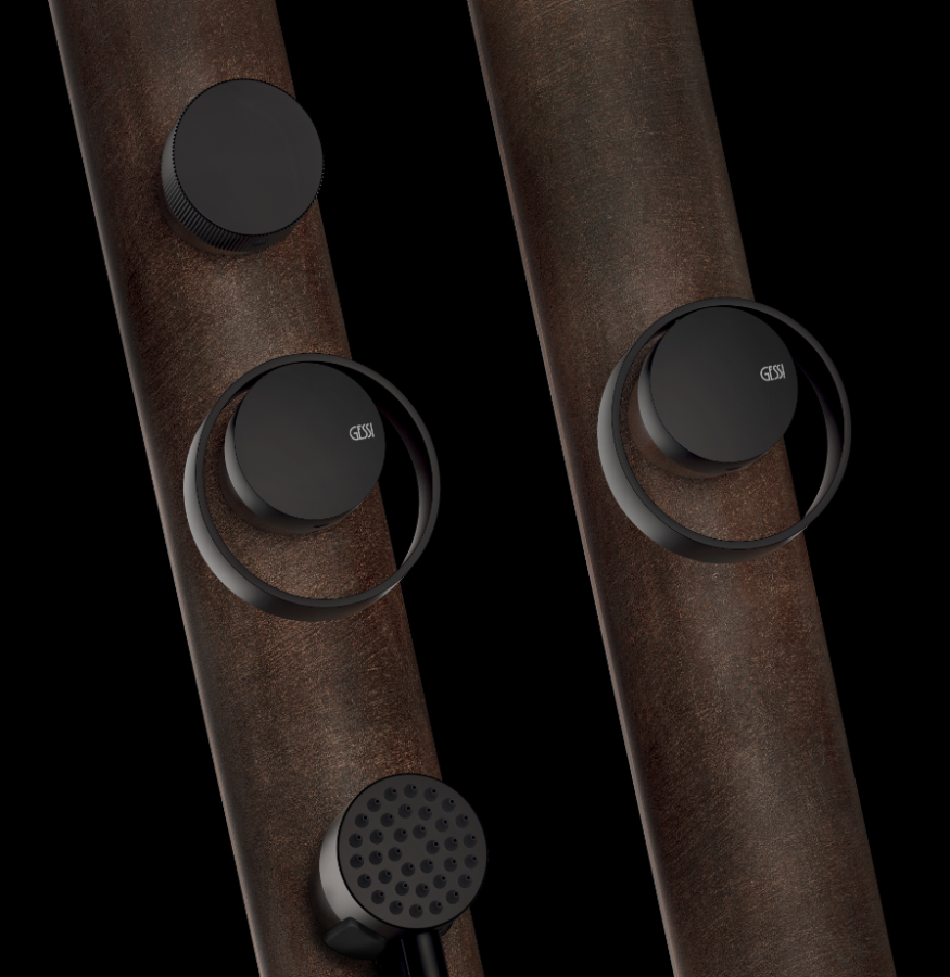 Cтойка душевая Gessi Outdoor L , уличная с хромотерапией на 2 выхода, без ручек и верхнего душа, внешняя часть, цвет Corten - изображение 2