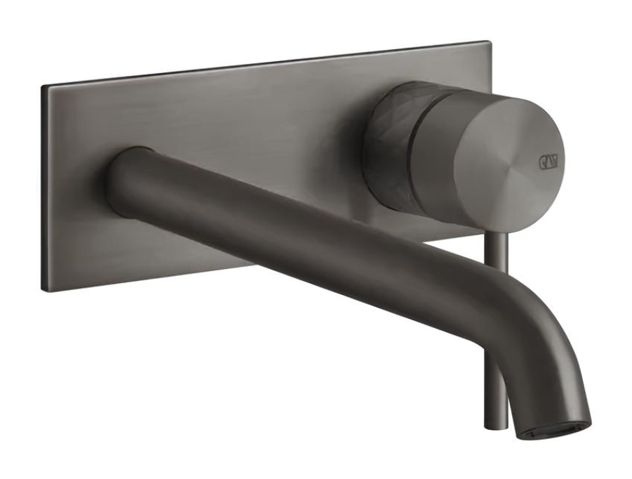 Смеситель для раковины Gessi316, настенный, с длинным изливом, без донного клапана, внешняя часть, цвет Black Metal Brushed PVD