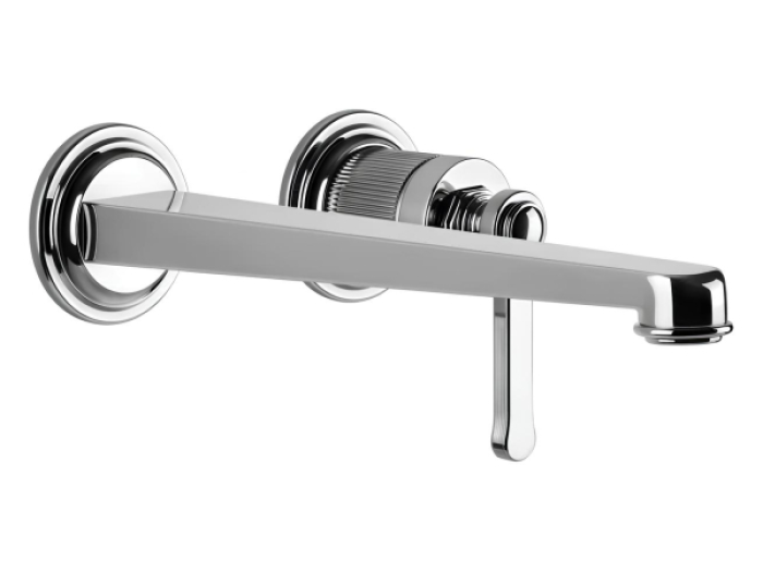 На изображении товар Смеситель для раковины Gessi Venti20, настенный, с длинным изливом, без донного клапана, внешние части, цвет Chrome от официального представителя в Москве