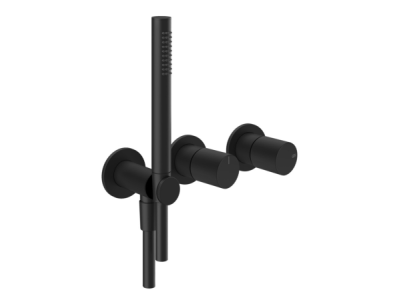На изображении товар Смеситель для душа Gessi Habito, встраиваемый, с душевой лейкой, на 2 выхода, цвет Matte Black от официального представителя в Москве