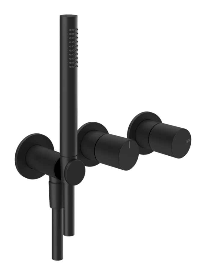 Смеситель для душа Gessi Habito, встраиваемый, с душевой лейкой, на 2 выхода, цвет Matte Black